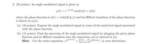 Solved Points An Angle Modulated Signal Is Given As Chegg