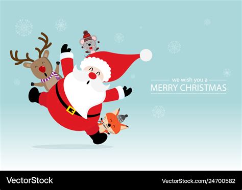 Merry christmas greeting card with santa claus Vector Image