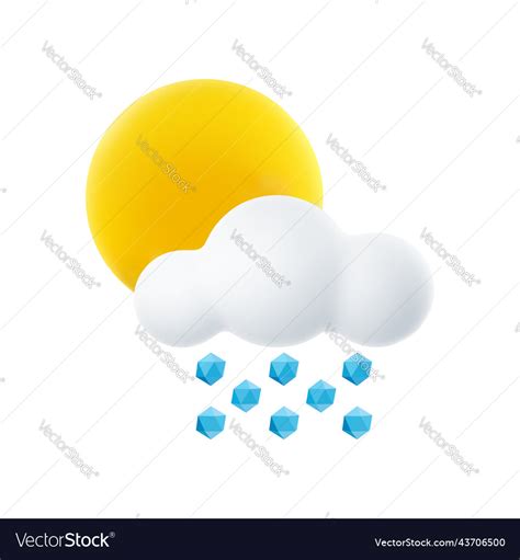 D Cartoon Icon Of Cloudy Weather With Hail Sign Vector Image