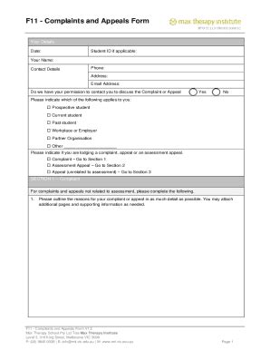 Fillable Online F Complaints And Appeals Form Fax Email Print