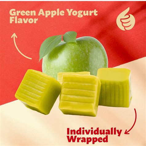 Cubos De Caramelo De Yogur De Manzana Verde Envueltos Individualmente