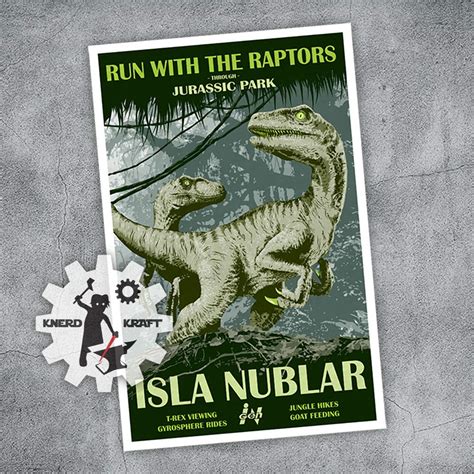 Jurassic Park Isla Nublar Travel Poster 11x17 Handmade