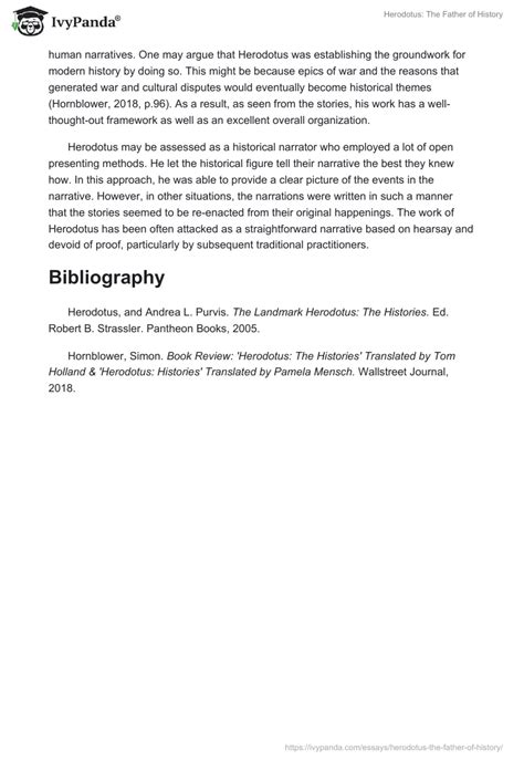 Herodotus: The Father of History - 547 Words | Book Review Example