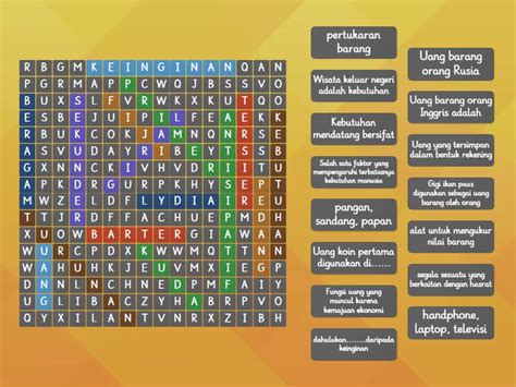 Kuis IPAS Bab 7 Kebutuhanku Wordsearch