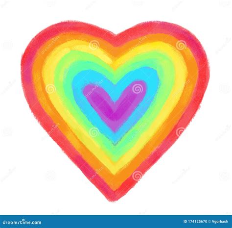 Rainbow Heart Raster Illustration Isolated On White Gay Rights Symbol Watercolor Lgbt Art