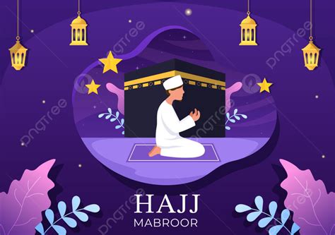 Gambar Ilustrasi Kartun Haji Atau Umrah Mabroor Dengan Karakter Orang