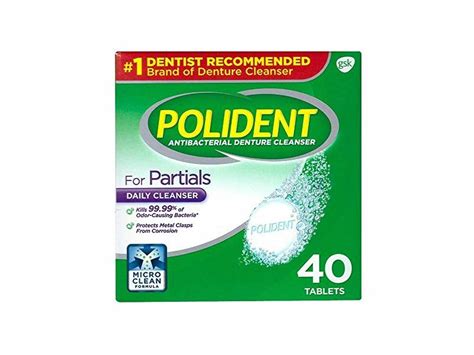 Polident Antibacterial Denture Cleanser For Partials 40 Ea Pack Of 5