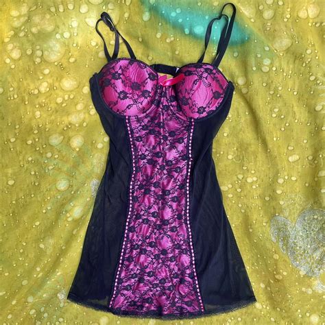 Pink Lingerie Dress Black And Pink Bustier Depop