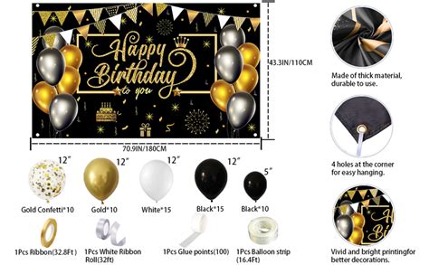 Amazon Black And Gold Birthday Party Decorations 65Pcs Gold Black