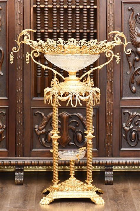 фруктовница напольная хрустальная купить FLOURISH /gold - "MONARCH"