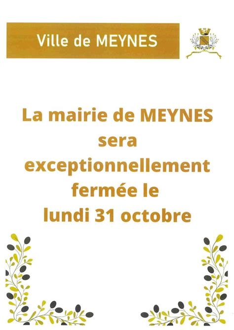 Fermeture Exceptionnelle De La Mairie Le Lundi 31 Octobre Commune De