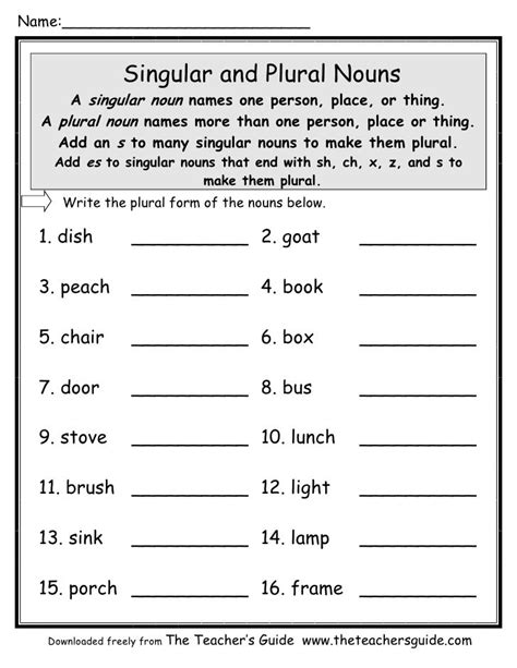 Plural And Singular Nouns Worksheet