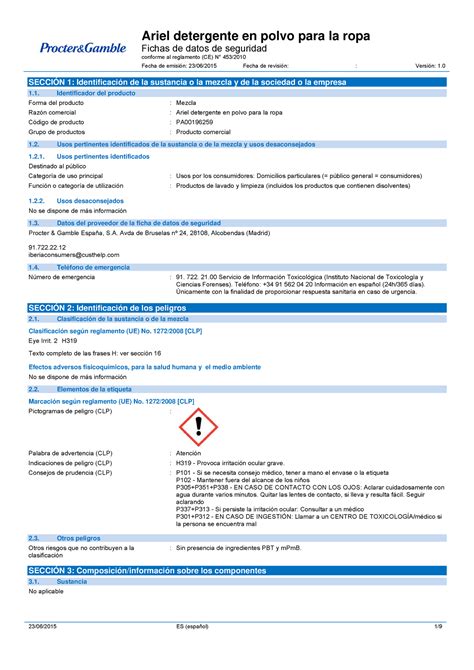 8 Jabon En Polvo Fichas De Datos De Seguridad Fichas De Datos De