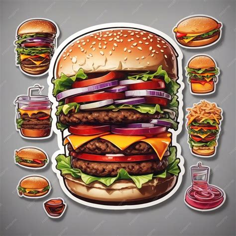 Premium AI Image | Vector burger stickers illustration