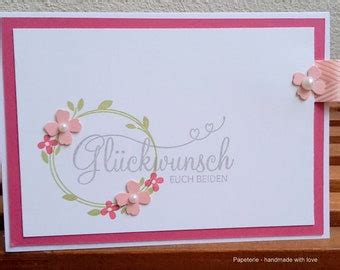 Karte Zur Hochzeit Blumenherz Hochzeitskarte Blau Herz Handgemacht