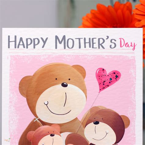 Personalised Bear Mother S Day Card Fine Art Ts Personalized Bear Mothers Day Cards