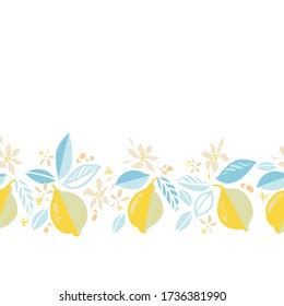 Lemon Brunches Seamless Border Watercolor Style Stock Vector Royalty