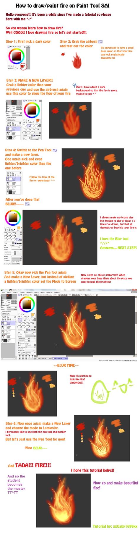 Paint Tool Sai Fire Tutorial By Xxgaby1699xx On Deviantart Painting Tools Digital Painting