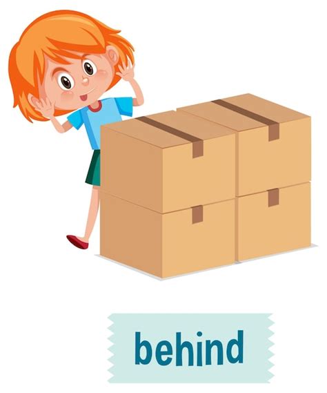 Premium Vector Preposition Of Place With Cartoon Girl And A Box