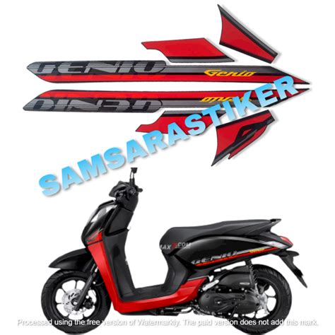 Sticker Striping Lis Body Motor Honda Genio Cbs Hitam Merah