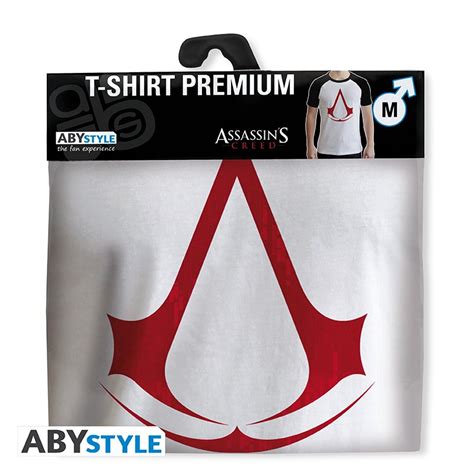 Assassin S Creed Tshirt Crest Man Ss White Black Premium