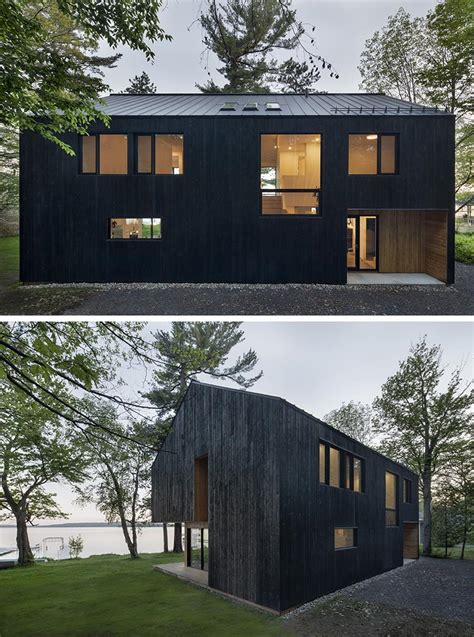 Black Charred Wood Siding Creates A Bold Look For This Lakeside Home