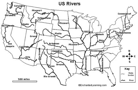 Printable Us Map With Rivers Refrence Blank Map The Usa 50 American ...