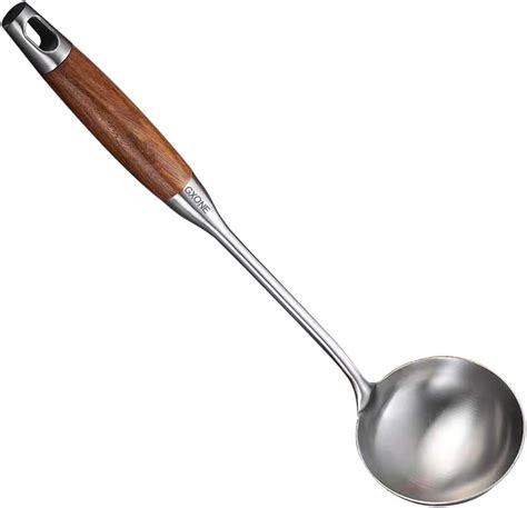 Soup Ladle 304 Stainless Steel Cooking Ladle Spoon Wok Tools With Long Wooden Handle Heat