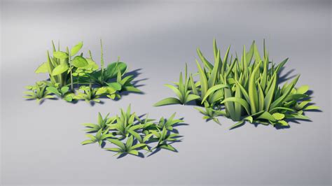 3d Model Stylized Grass Pack Vr Ar Low Poly Cgtrader