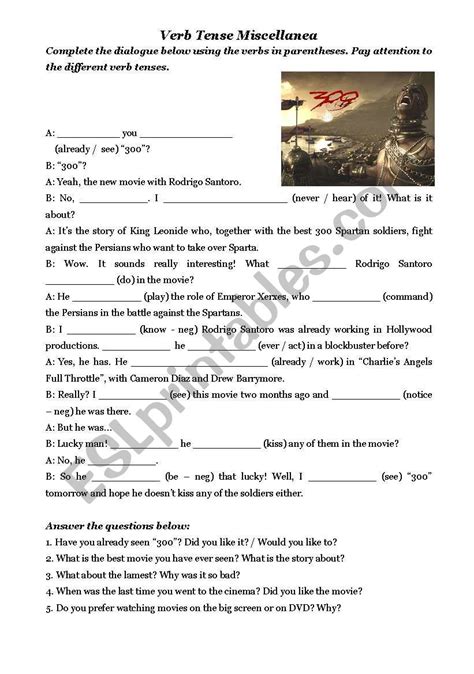 300 Verb Tense Miscellanea Esl Worksheet By Elmerr