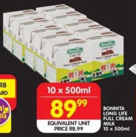 Bonnita Long Life Full Cream Milk X Ml Offer At Shoprite