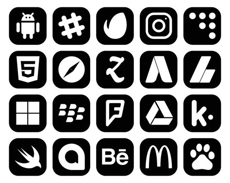 Social Media Icon Pack Including Kik Foursquare Browser Blackberry