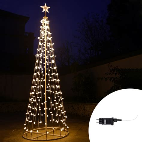 Albero Di Natale A Cono Da 360 Led Altezza 2 Metri Bianco Caldo