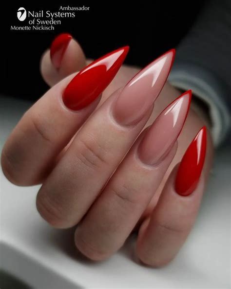 Red Nude V French Tip With Rhinestones Custom Press On Nails Artofit