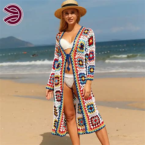 Fashion Handmade Crochet Cardigan Sexy Swimwear Bikini Beach Swimsuit Cover Ups For Women