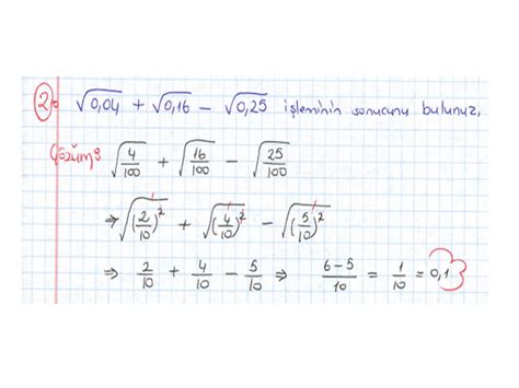 9 Sınıf Köklü Sayılar Çözümlü Sorular 4