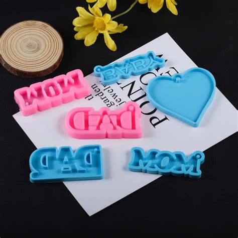 Candle Making 2pcs Dad Mom Keychain Mold Shiny Keychain Mold Dad