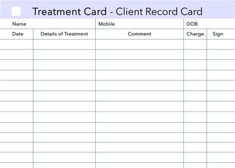 Client Record Card Template Free