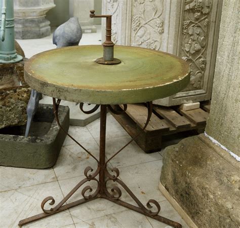 Antique Grinding Stone Table - New England Garden Company