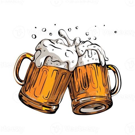 Two Beer Glass With Brown Color Vector Art Illustrator Color Vector