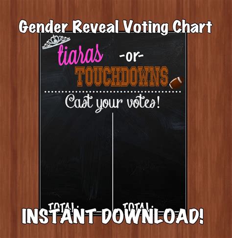 Gender Reveal Voting Chart Tiaras Or Touchdowns Touchdowns Etsy