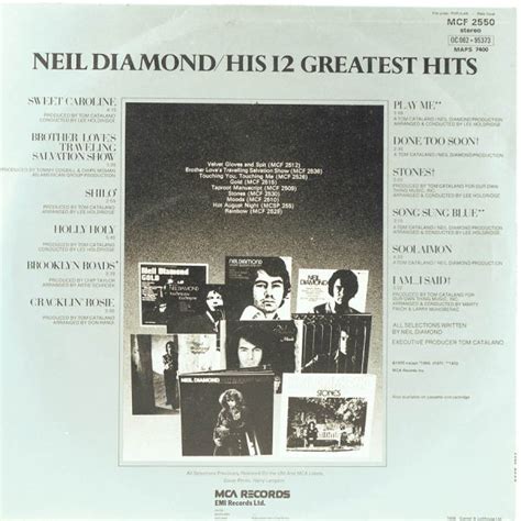 Neil Diamond His 12 Greatest Hits Raw Music Store