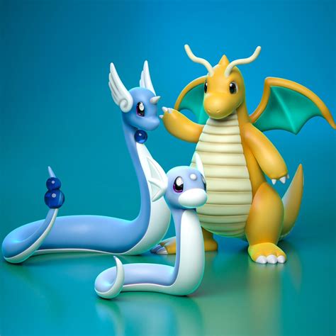 3d Model Stl Pokemon Scaled Dratini Evolution Line Stl Etsy