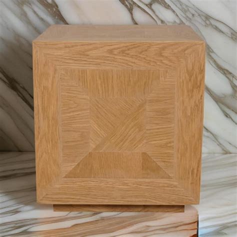 Benjara In Brown Square Wood End Table With Geometric Design