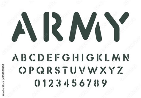 Stencil letters and numbers set. Spray paint stencil template, simple military style alphabet ...