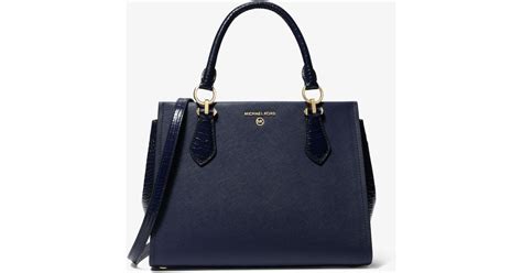 Michael Kors Marilyn Medium Saffiano Leather Satchel In Blue Lyst