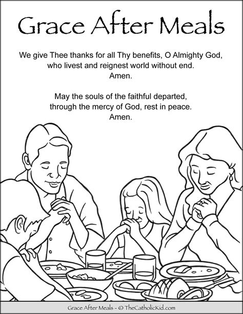 Grace After Meals Prayer Kids Coloring Page - TheCatholicKid.com