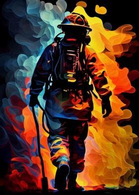 Firefighter Painting Poster By Decoydesign Displate