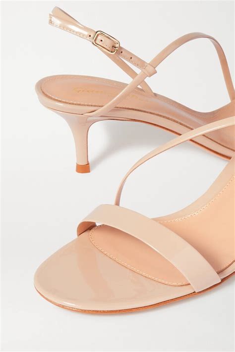 Gianvito Rossi Manhattan Patent Leather Sandals Beige Editorialist