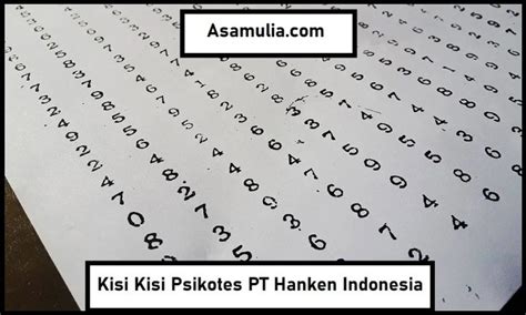 Kisi Kisi Psikotes PT Hanken Indonesia Soal Dan Jawaban